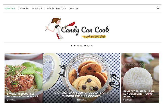 Trang web dạy nấu ăn online Candy Can Cook