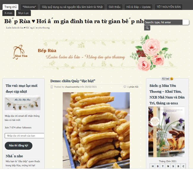 Website dạy nấu ăn Khai Tâm