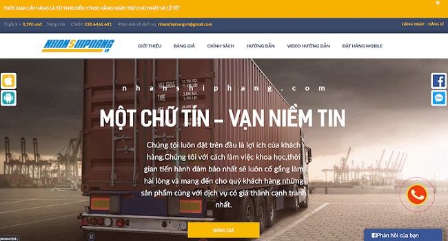 Dịch vụ vận chuyển hàng Trung Quốc | Nguồn: nhanshiphang.com 