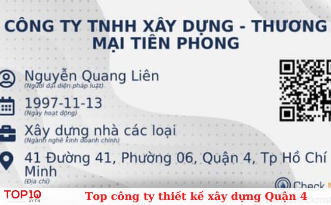 Công ty TNHH Xây Dựng Thương Mại Tiên Phong