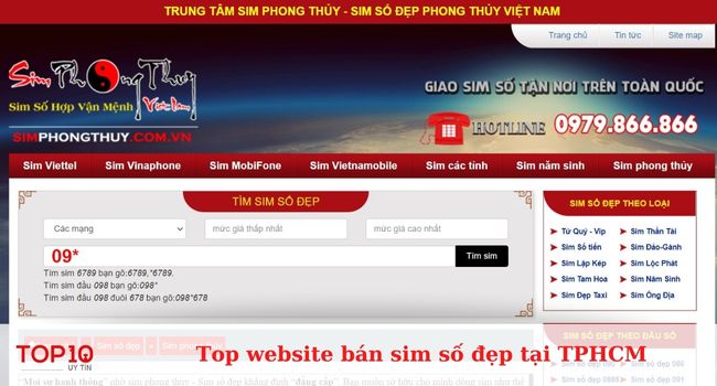 Website Sim Phong Thủy