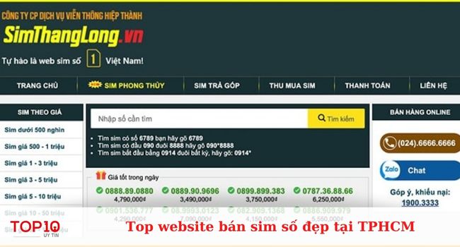 Website Sim Thăng Long