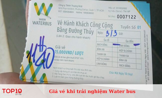 Giá vé khi trải nghiệm Water bus