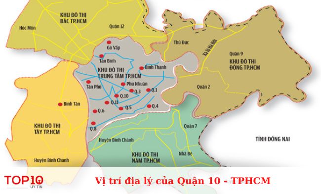 Vị trí địa lý của Quận 10 - TPHCM | Nguồn: Internet